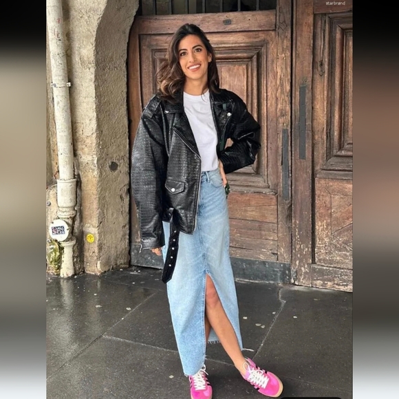 Zara Long Denim Slit Skirt size XS blue - Picture 7 of 15